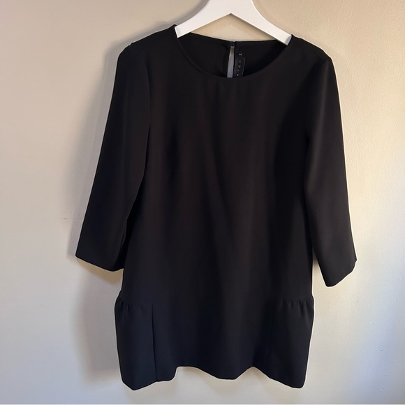 HATCH ~ The Tulip Black Maternity Ruffle Mini Shift Dress in size 0 (XS~S) - Picture 12 of 15